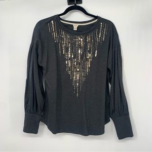 Tiny Anthroplogie long sleeve sequin top size small